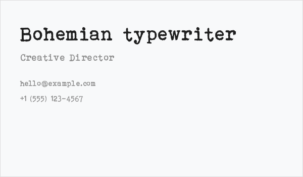 Bohemian typewriter Business Card