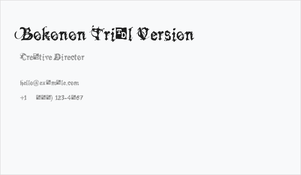 Bokonon Trial Version Business Card