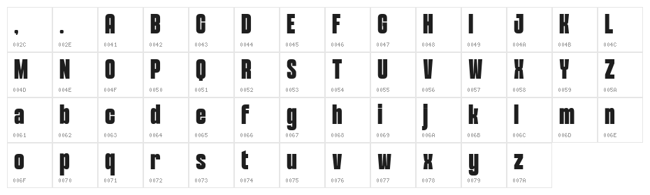 Bolaro DEMO Regular Character Map
