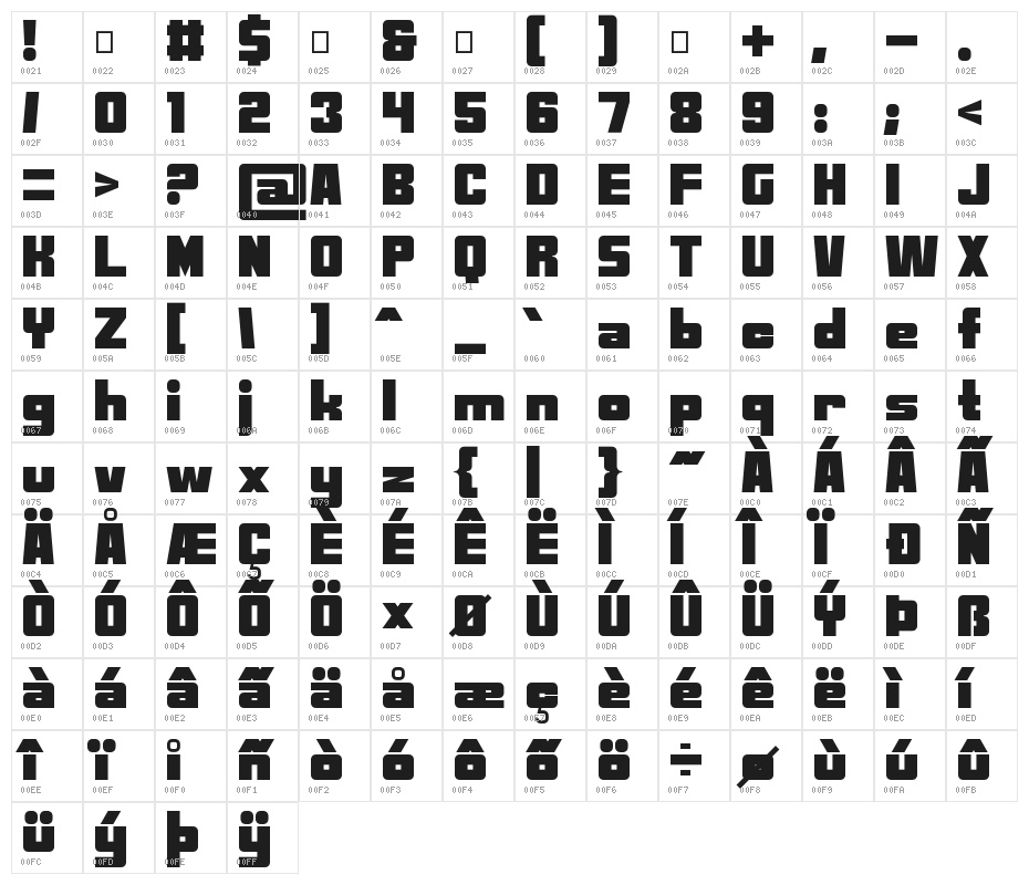 Bold Dragon Character Map