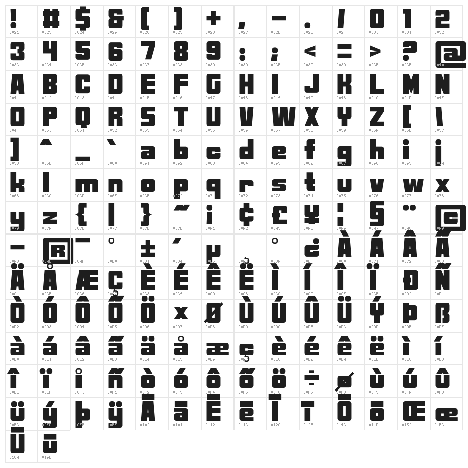 Bold Dragon Character Map