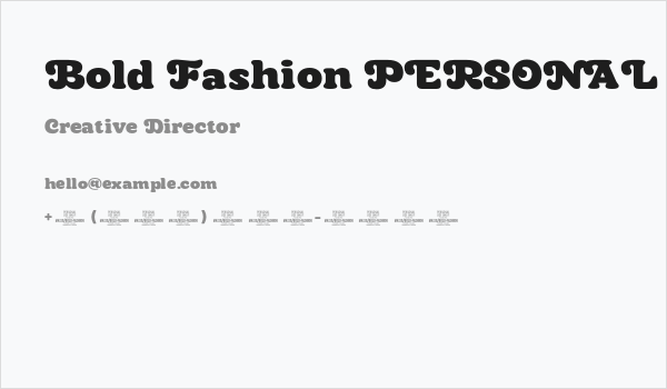 Bold Fashion PERSONAL USE Regular Business Card