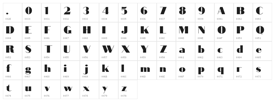 Bold-ish Demo Font Character Map