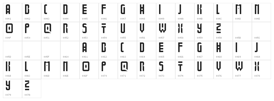 BoldUniverse-Regular Character Map