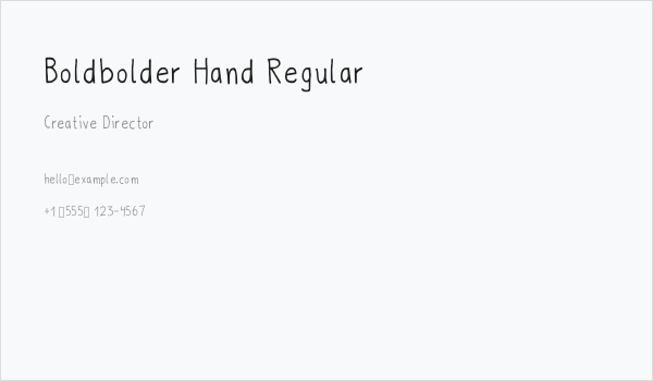 Boldbolder Hand Regular Business Card