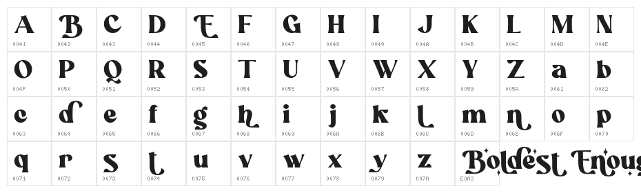 Boldest_Enough Character Map