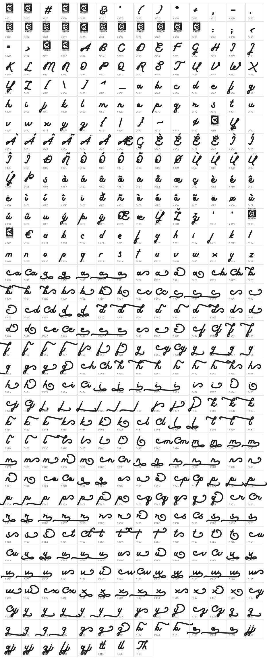 Boldline Free Version Character Map