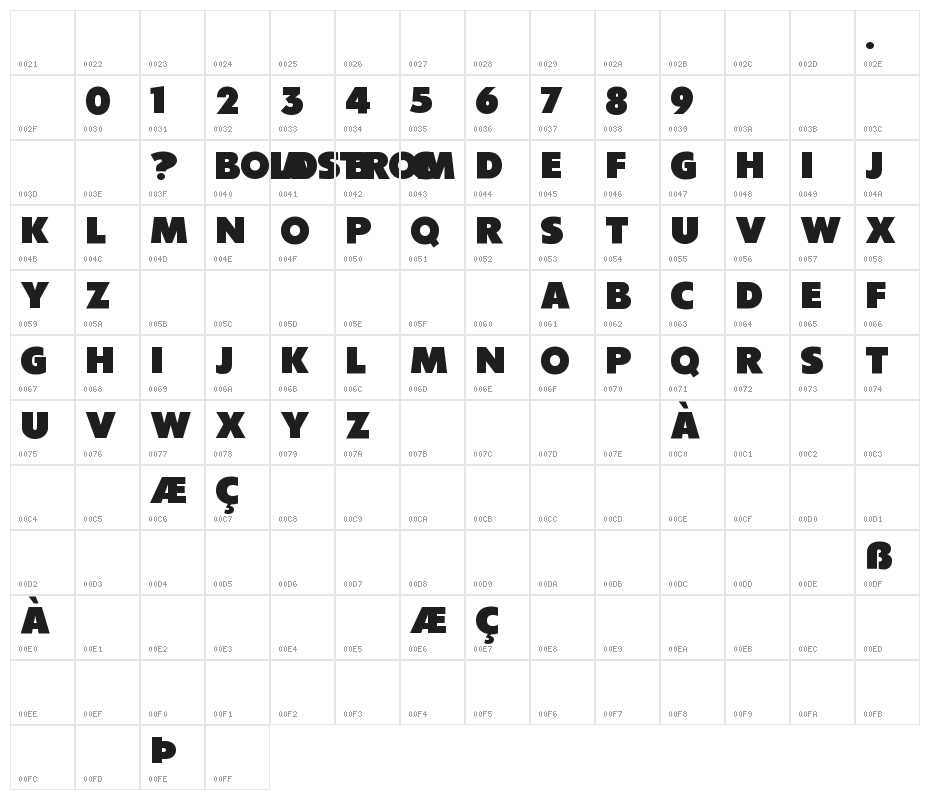Boldstrom Character Map