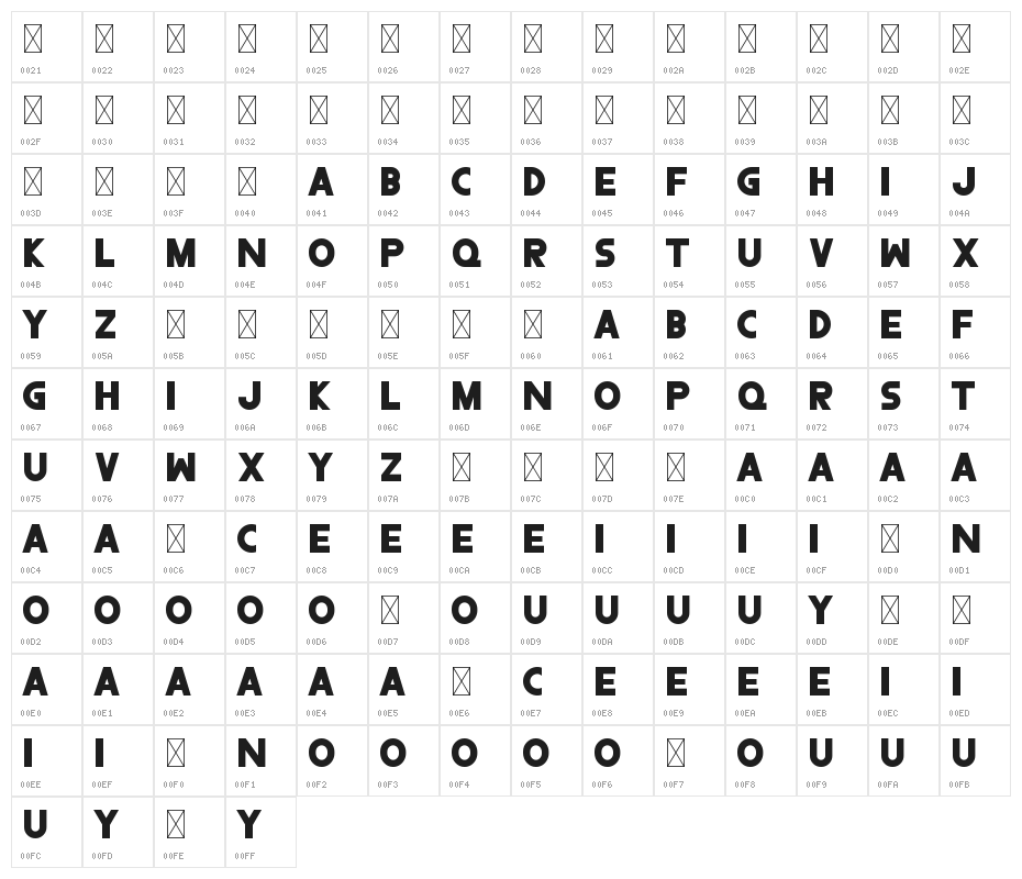 Bolique Character Map