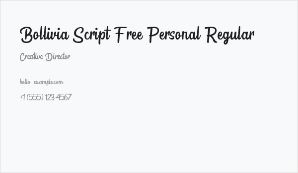 Bollivia Script Free Personal Regular Business Card