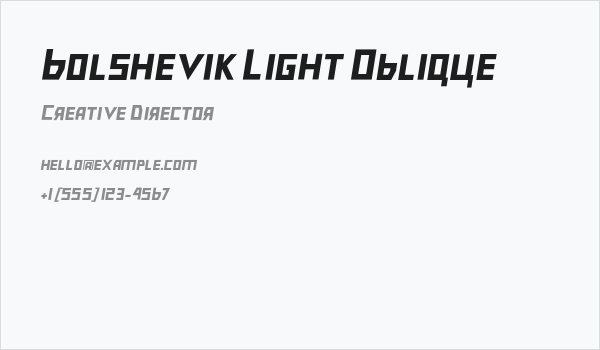 Bolshevik Light Oblique Business Card