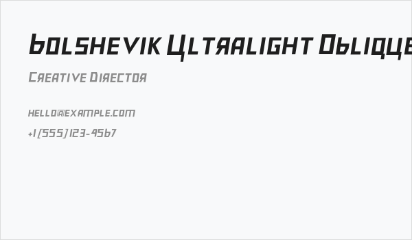 Bolshevik Ultralight Oblique Business Card