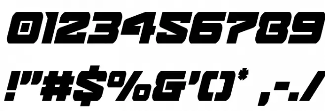 Bomber Escort Condensed Italic Font OTHER CHARS