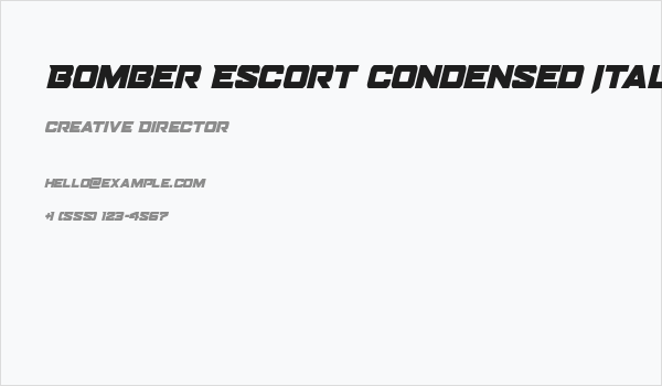 Bomber Escort Condensed Italic Business Card