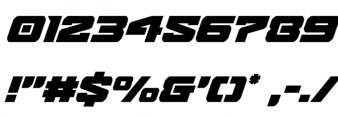 Bomber Escort Super-Italic Font OTHER CHARS