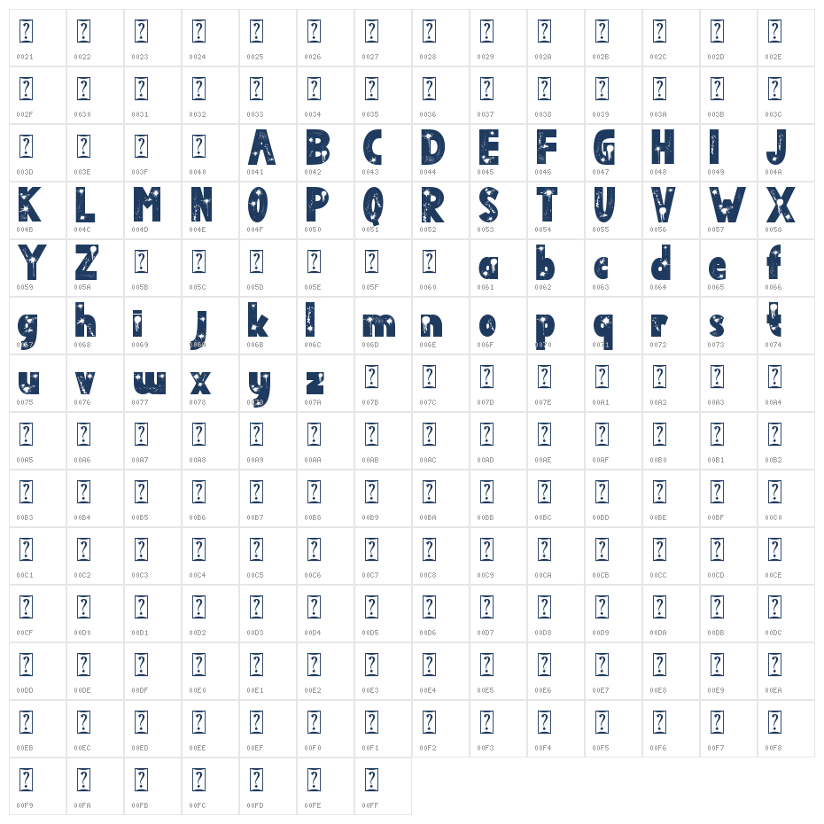 Bomber Spray Character Map