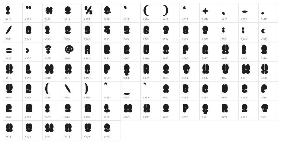 Bomber Throw Regular Character Map