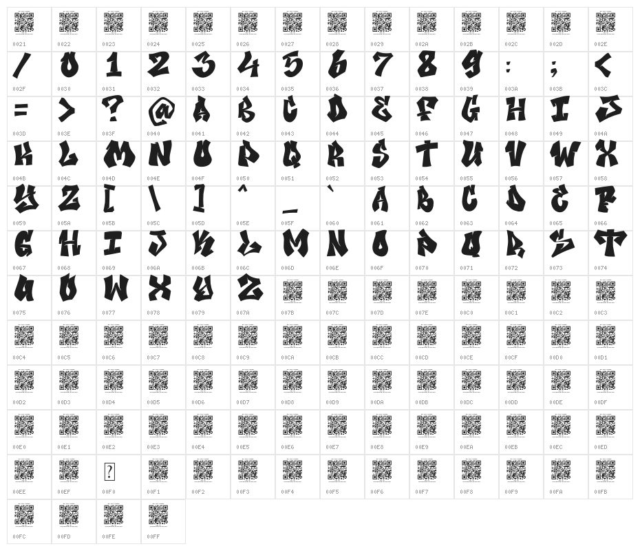 Bomber Wall Regular Fill Demo Character Map