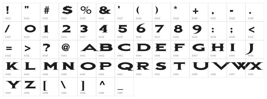 BonJovi Character Map
