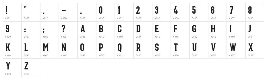 Bonard Regular Character Map