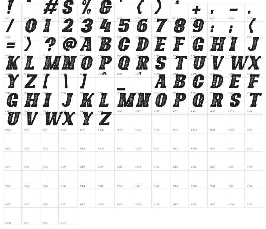 Bonaro Stamp Italic Demo Stamp Italic Character Map