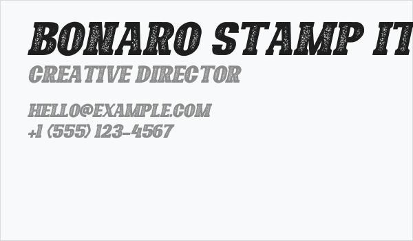 Bonaro Stamp Italic Demo Stamp Italic Business Card