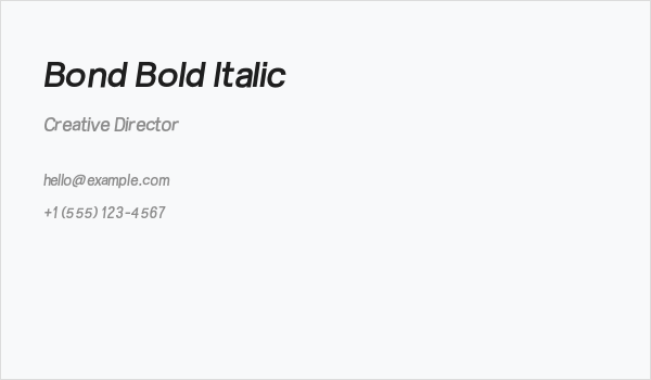 Bond Bold Italic Business Card