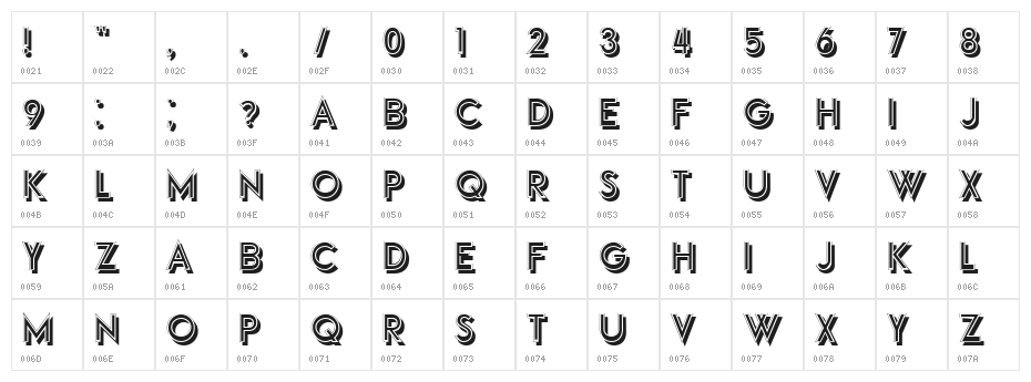 Bond Regular Character Map