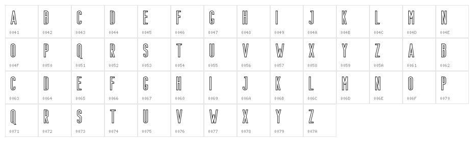 Bondie-Outline Character Map