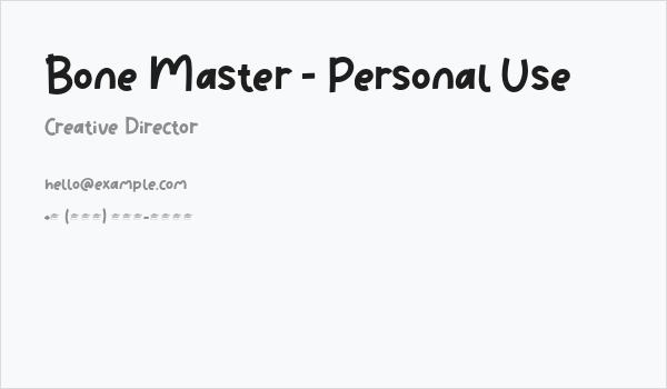 Bone Master - Personal Use Business Card