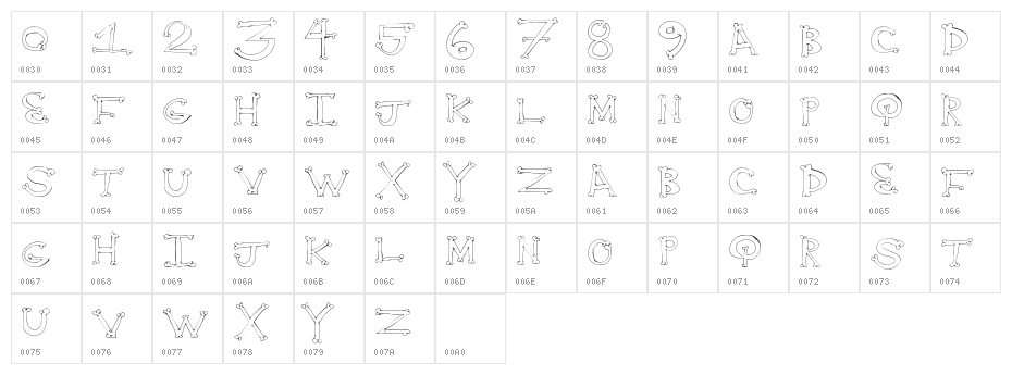 BoneYard Character Map