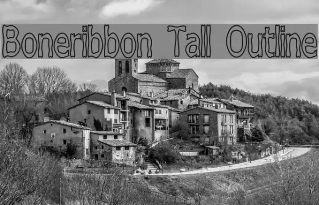 Boneribbon Tall Outline Font examples