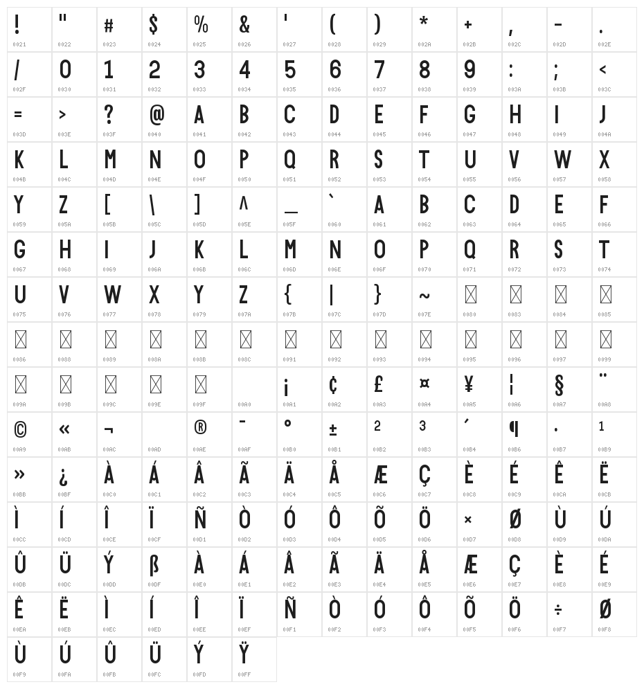 Bonjour De Jong Sans Character Map