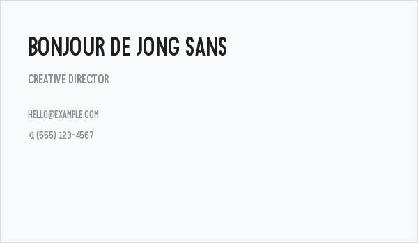 Bonjour De Jong Sans Business Card