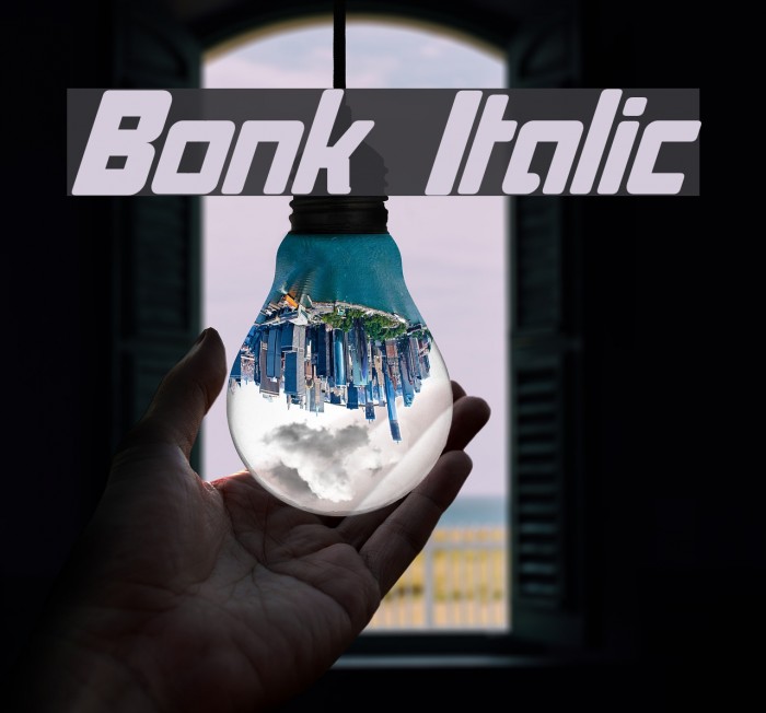 Bonk Italic Font examples