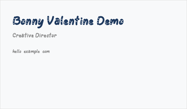 Bonny Valentine Demo Business Card
