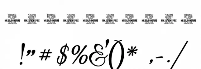 Bonspire Script PERSONAL USE Regular Font OTHER CHARS