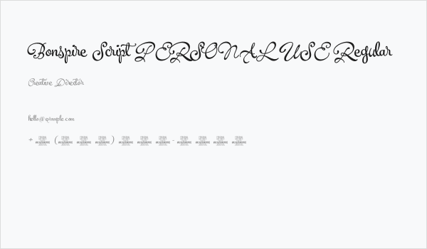 Bonspire Script PERSONAL USE Regular Business Card