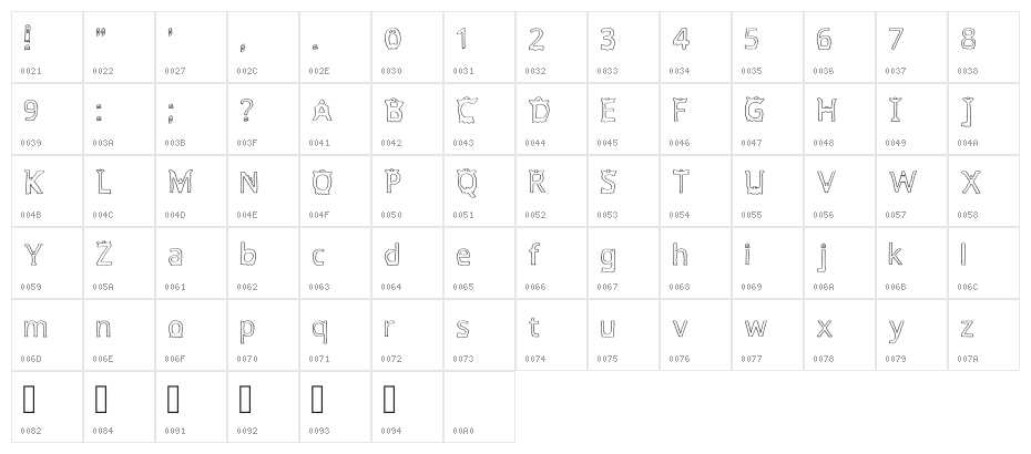 Boo Regular Character Map