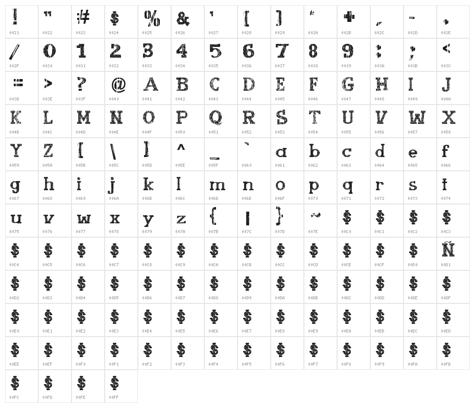 Booklet Cordel Character Map
