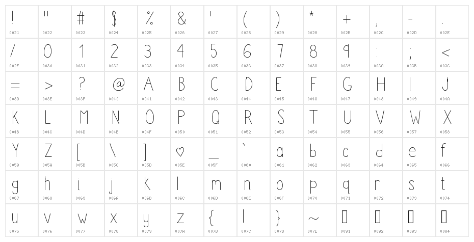 BoomClapAC Character Map