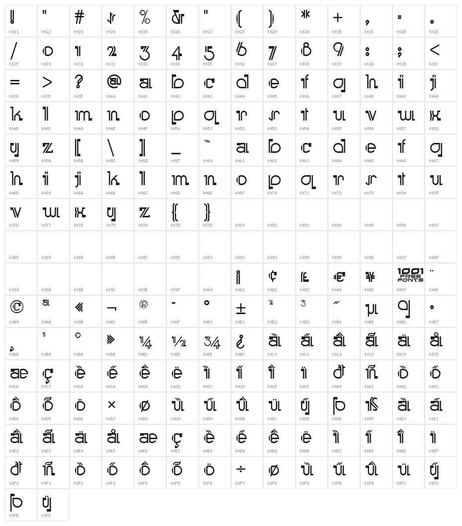 Boomer Ingue NF Character Map