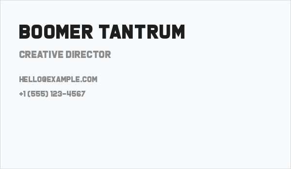 Boomer Tantrum Business Card