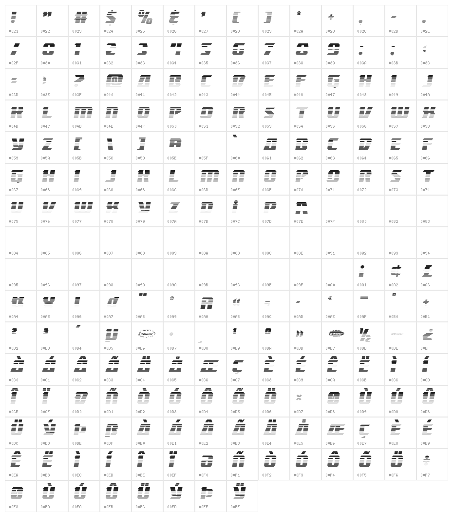 Boomhauer Gradient 2 Character Map