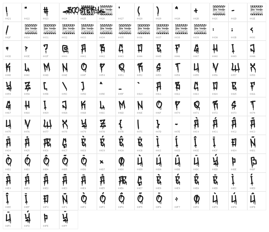 Boostery Personal Use Character Map
