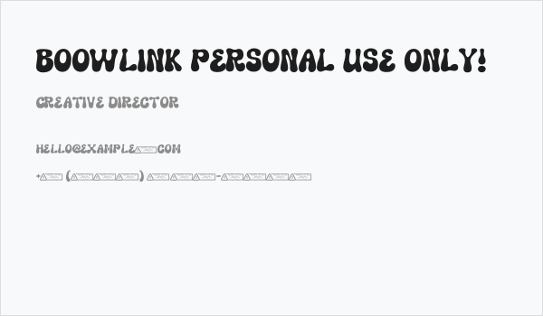 Boowlink PERSONAL USE ONLY! Business Card