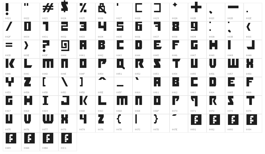 Booyakasha Regular Character Map
