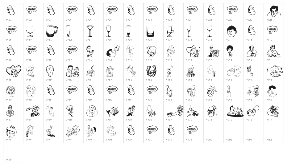 BoozeBats Character Map