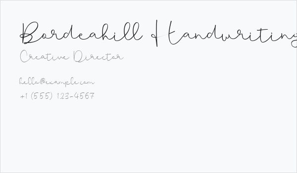 Bordeahill Handwriting Font Business Card