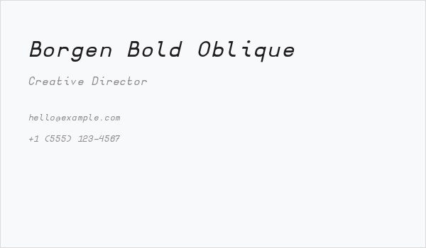 Borgen Bold Oblique Business Card